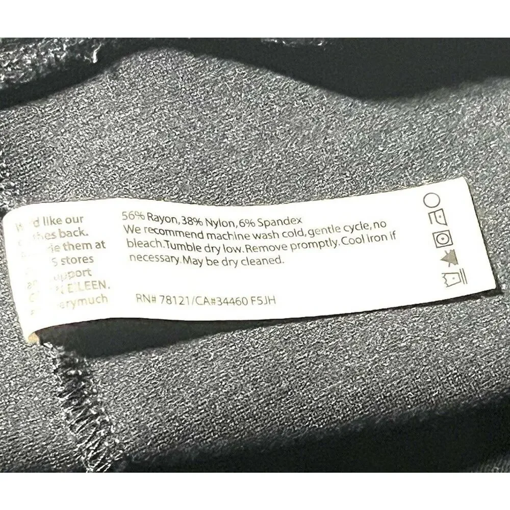EILEEN FISHER Women’s Sz S/P Black Ponte Ankle Zip Hem Slim Stretch Pants - Picture 7 of 7